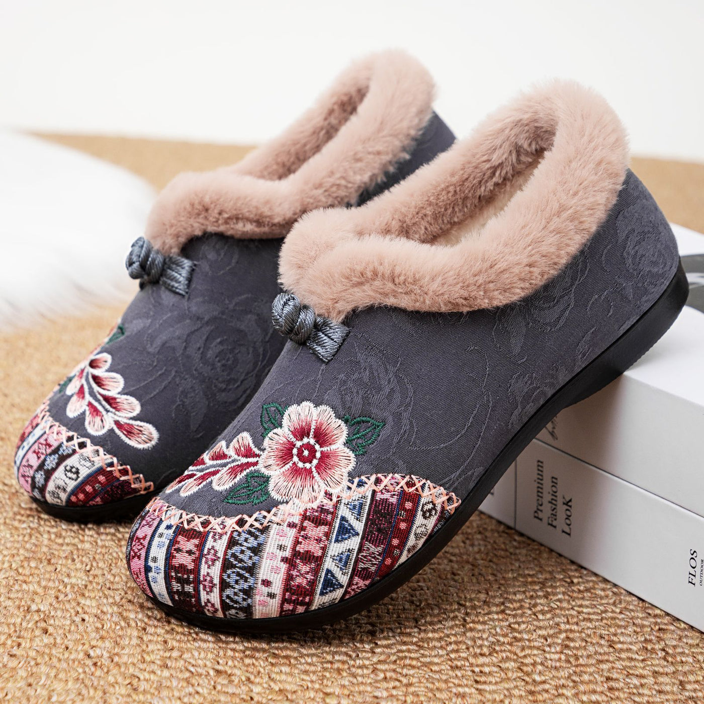 Averiellea | Floral Embroidered Warm Shoes