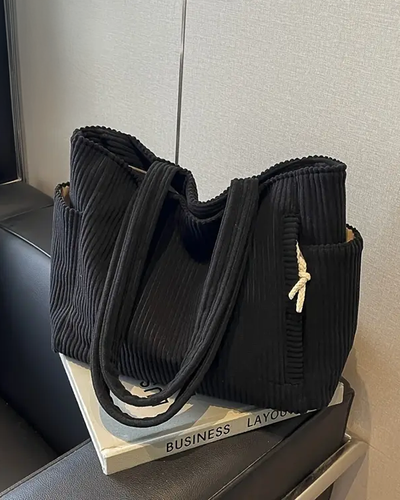 Ravena | Ribbed tote bag with drawstring