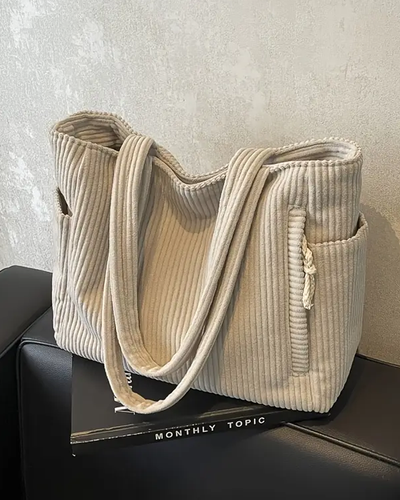 Ravena | Ribbed tote bag with drawstring