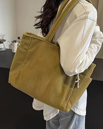 Ravena | Ribbed tote bag with drawstring