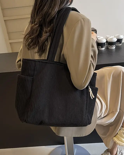 Ravena | Ribbed tote bag with drawstring