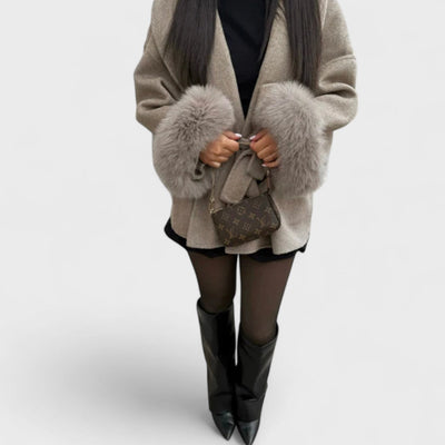 Loravellea | Elegant Coat With Faux Fur Details
