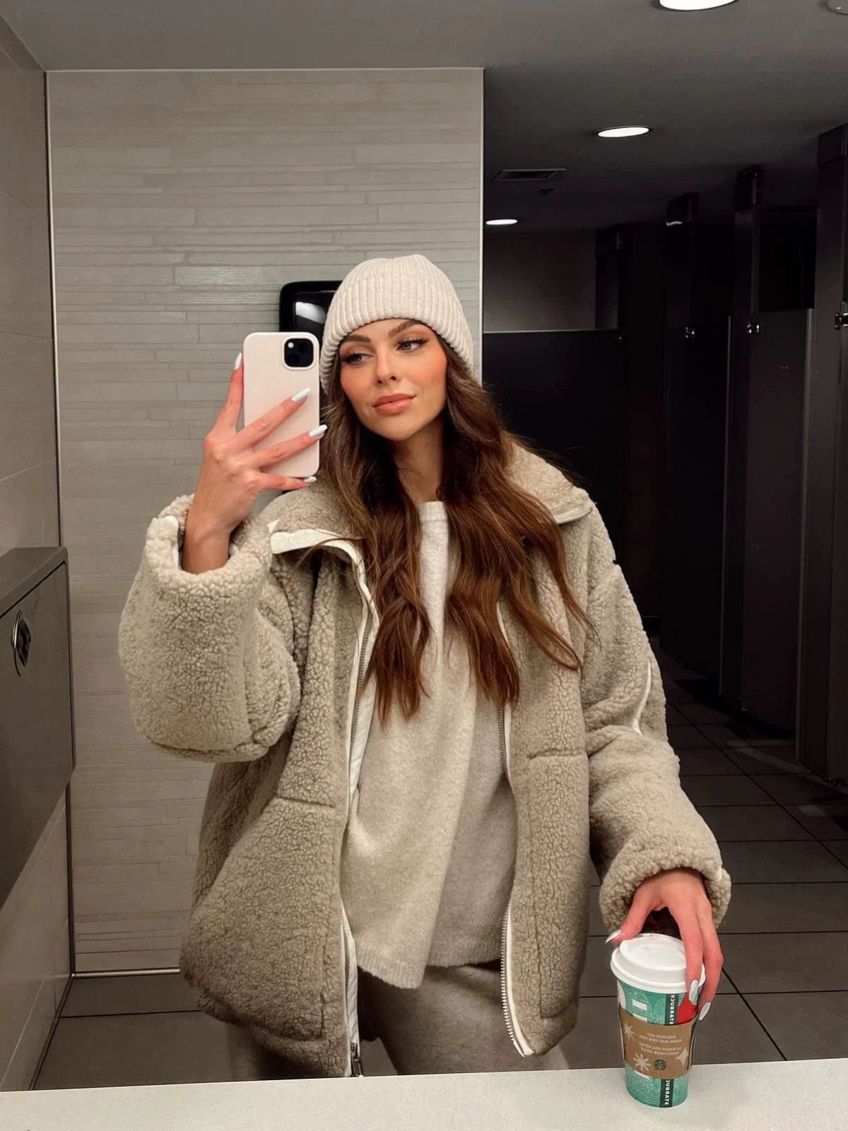 Lorivelle | Soft Teddy Coat With Stand Collar