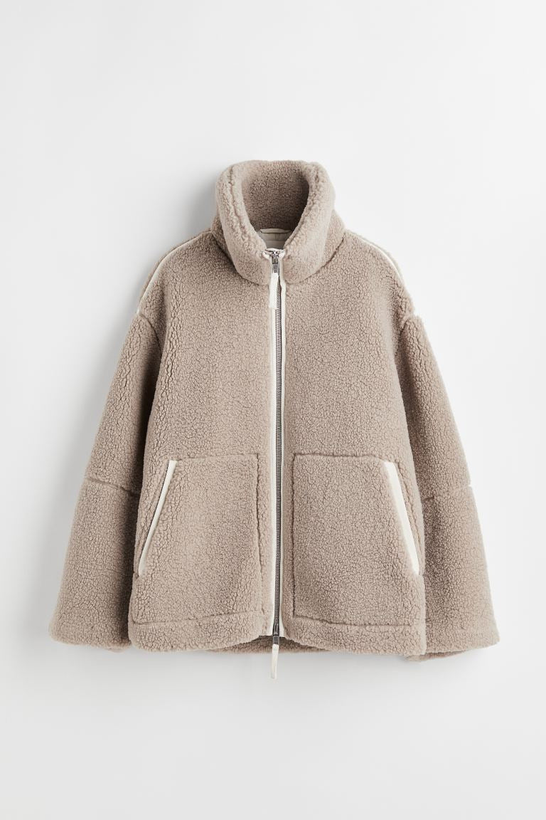 Lorivelle | Soft Teddy Coat With Stand Collar
