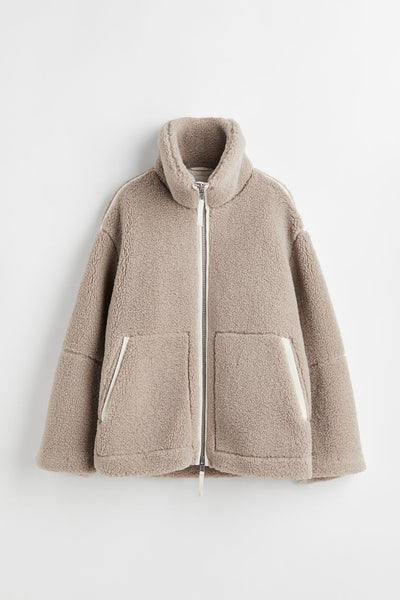 Lorivelle | Soft Teddy Coat With Stand Collar