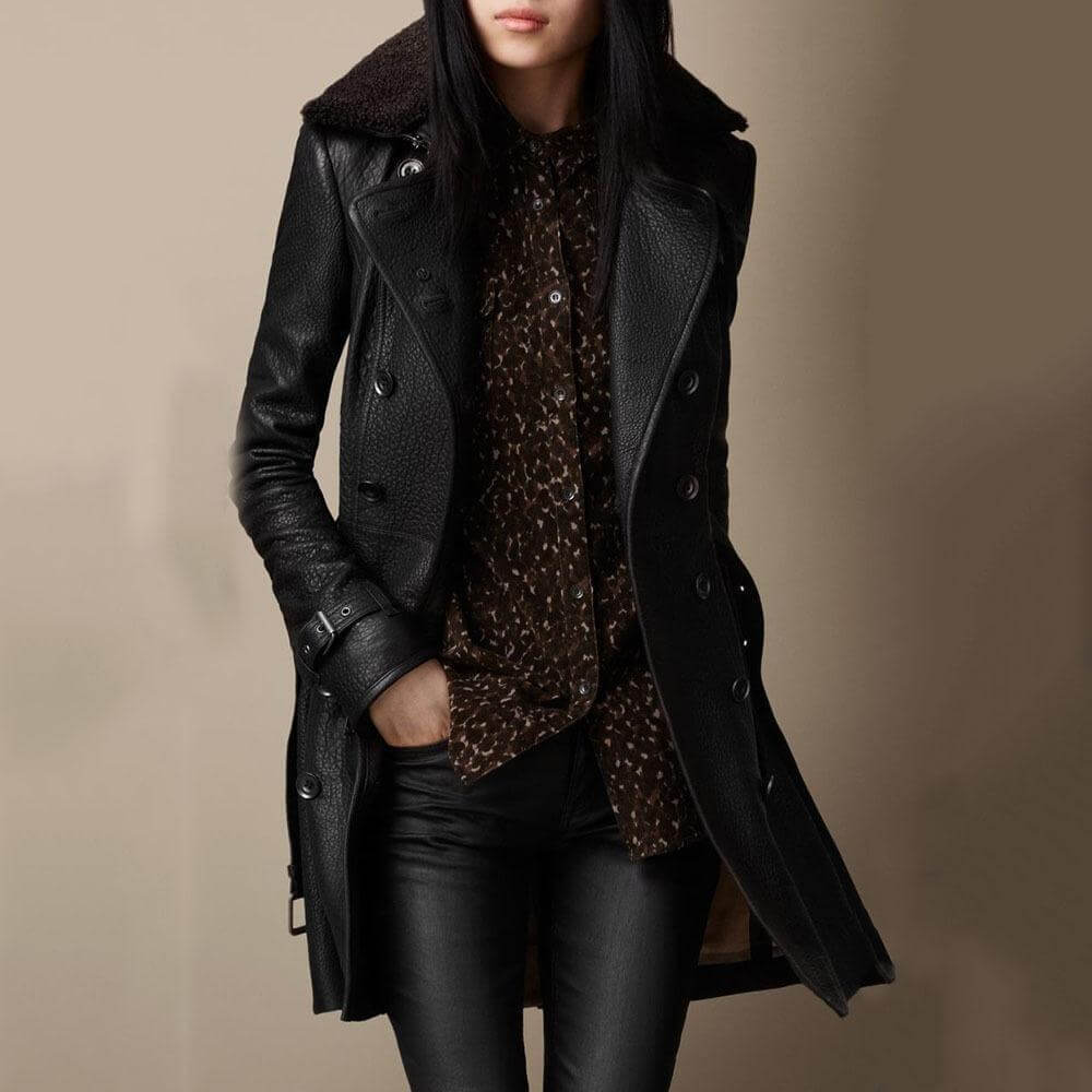 Aureliane | Elegant 3/4 leather Coat