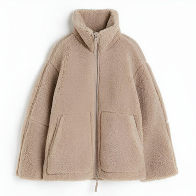 Lorivelle | Soft Teddy Coat With Stand Collar