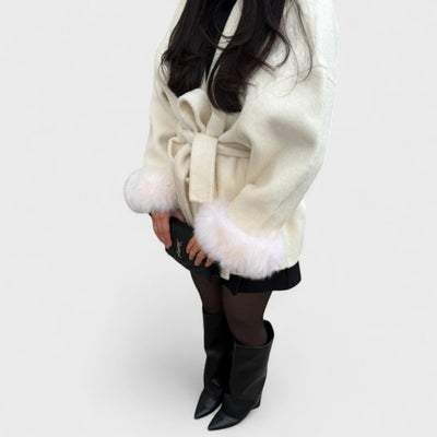 Loravellea | Elegant Coat With Faux Fur Details