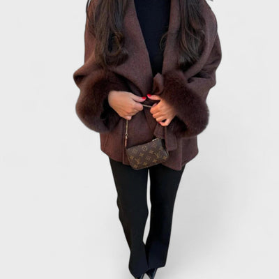 Loravellea | Elegant Coat With Faux Fur Details