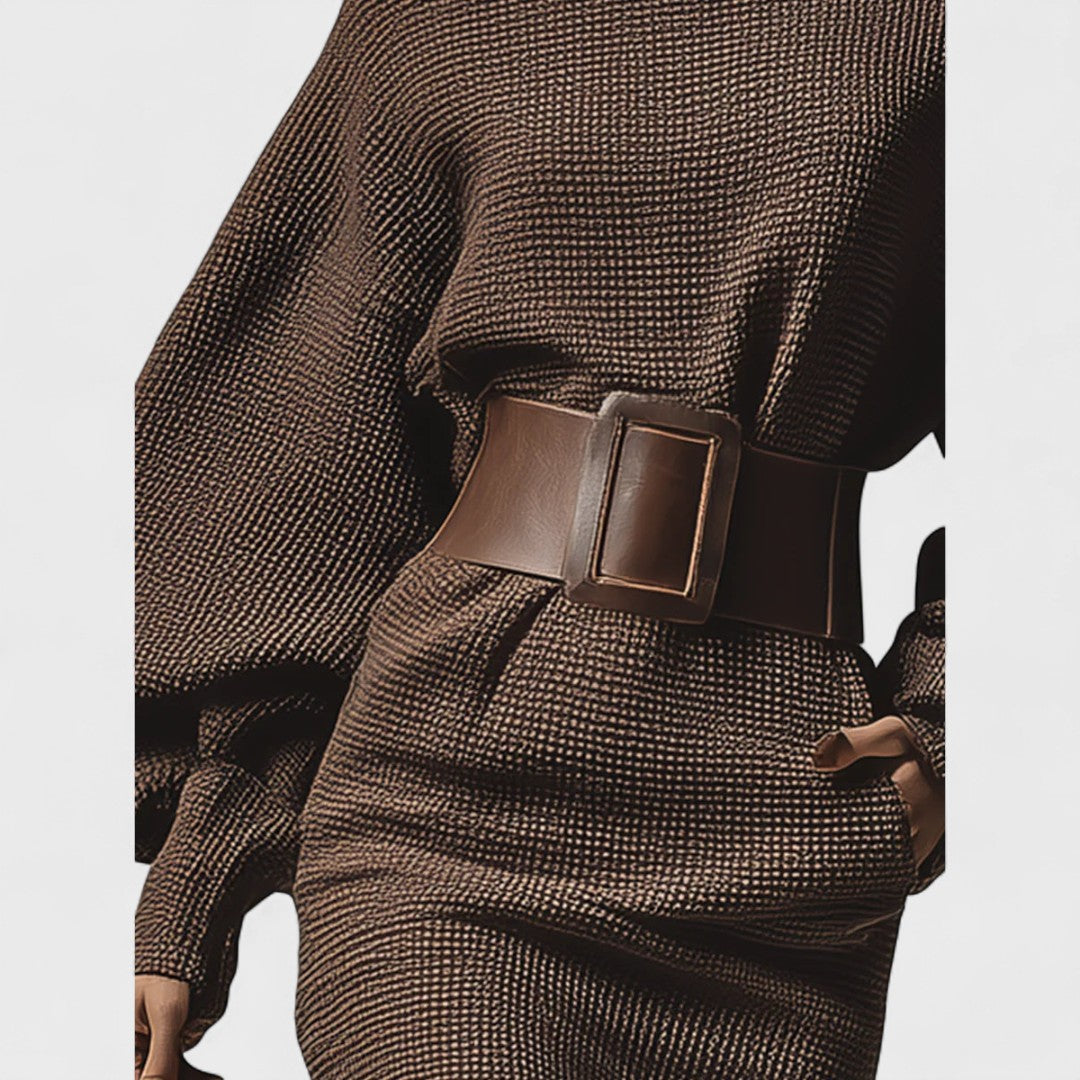 Noelle | Short Knit Dress With Belt