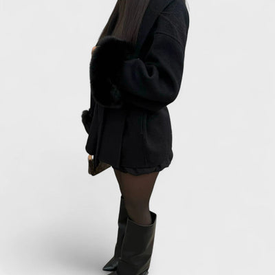 Loravellea | Elegant Coat With Faux Fur Details