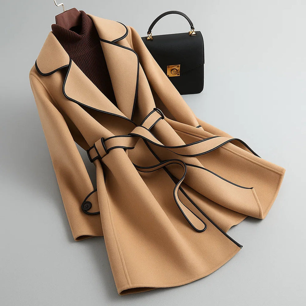 Mariviannea | Elegant Belted Collar Coat