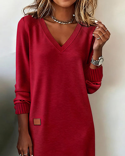 Velirayae | Stylish V-Neck Sweater Dress