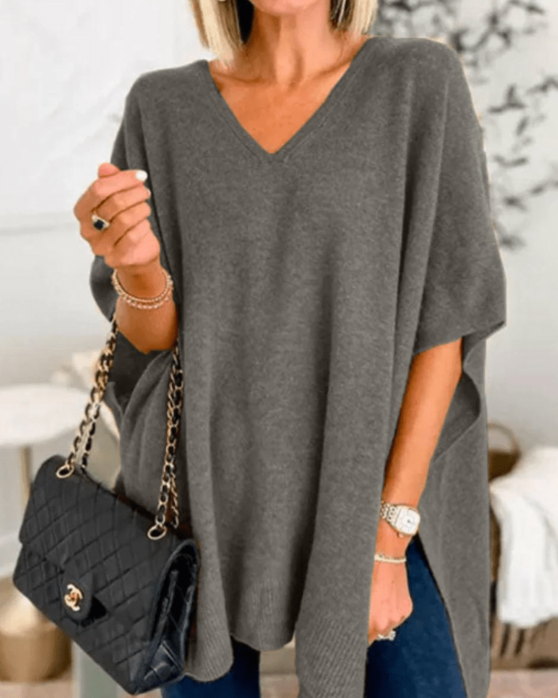 Lorienne | V-neck Poncho Sweater