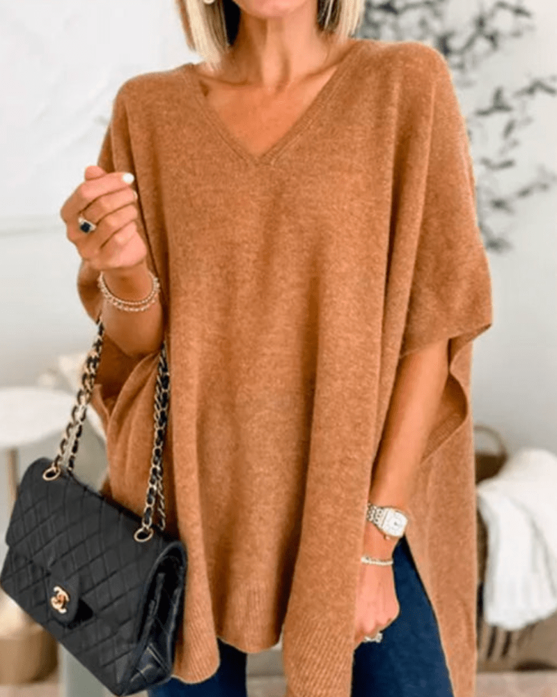 Lorienne | V-neck Poncho Sweater