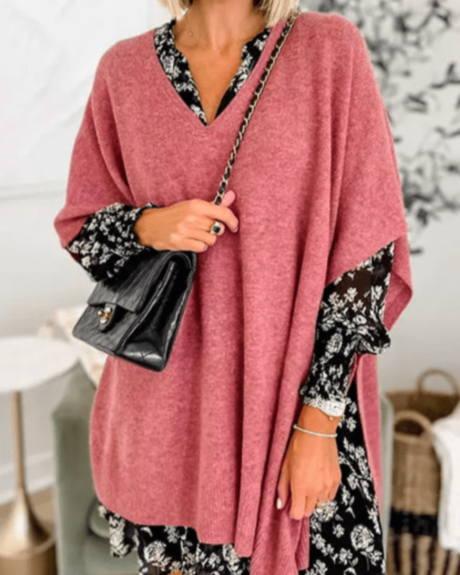 Lorienne | V-neck Poncho Sweater