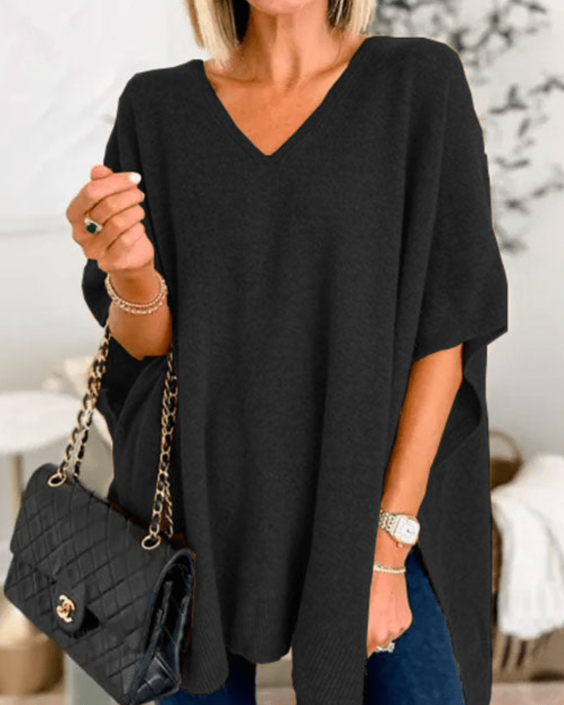 Lorienne | V-neck Poncho Sweater
