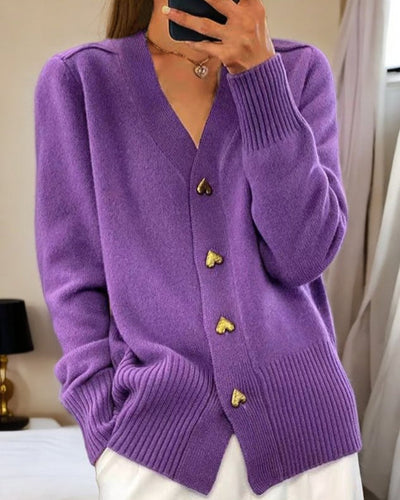 Lurevienne | Soft Cardigan With Heart Buttons