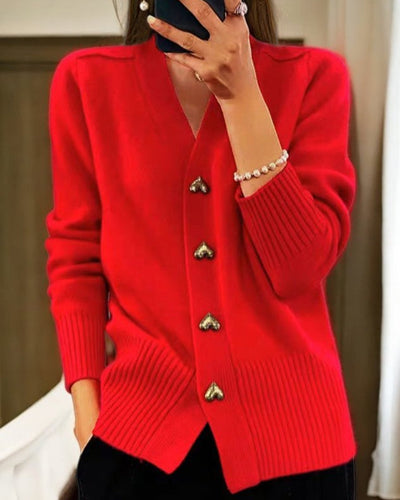 Lurevienne | Soft Cardigan With Heart Buttons