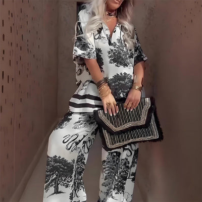 Marvion | V-neck Top & Pants